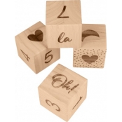 Cubes Imprimés en bois 6x6x6 cm 4 pièces