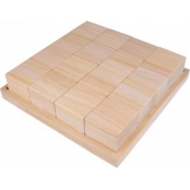 Cubes et Plateau 26,5x26,5x6,5 cm en bois 16 pièces