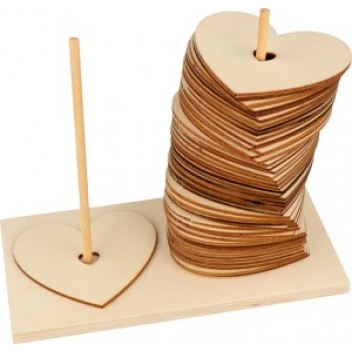 14003326 - 5414135239269 - Artémio - Coeurs à message en bois sur socle 50 pièces