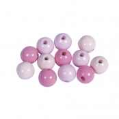 Perles en bois polies 10mm Tons roses 52 pièces