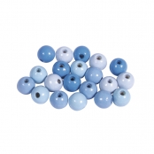 Perles en bois polies 8mm Tons bleu clair 84 pièces