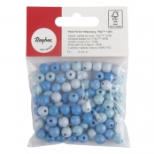 Perles en bois polies 8mm Tons bleu clair 84 pièces