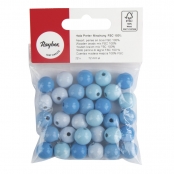 Perles en bois polies 12mm Tons bleu clair 32 pièces