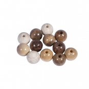 Perles en bois polies 12mm Tons naturels 32 pièces