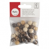 Perles en bois polies 12mm Tons naturels 32 pièces