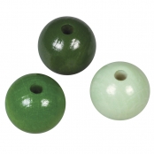 Perles en bois polies 12mm Tons verts 32 pièces