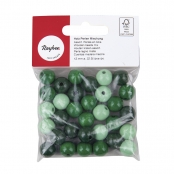 Perles en bois polies 12mm Tons verts 32 pièces