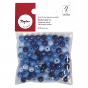 Perles en bois polies 8mm Tons bleus 82 pièces
