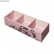 Boite déco en bois 32x11x8,7cm 3 compartiments intérieurs
