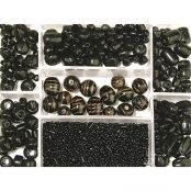 Perles en verre Noir Mélange couleurs et tailles