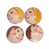 Perles en bois Tête Fille et garçon 23mm 4 pièces