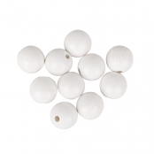 Perles en bois Blanc mat 2,5 cm 6 pièces