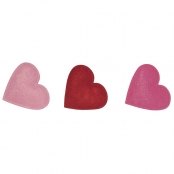 Coeurs en feutrine 3 cm Tons rouge et rose 24 pièces