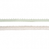 Fabric tape Ruban dentelle adhésif blanc et vert menthe