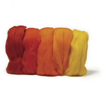 5365200 - 4006166362095 - Rayher - Laine cardée Mérino, extra fine, Teintes rouges, 18 mic, 5  couleurs à 10g