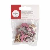 Embellissement miniature en bois Papillon 2,5x1,2cm 24 pièces