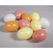 Oeufs en plastique 6cm Abricot 4 couleurs assorties 10 pièces