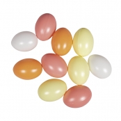 Oeufs en plastique 6cm Abricot 4 couleurs assorties 10 pièces