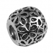 Perle en métal 11mm Argent ancien Grand trou 4mm 3 pièces