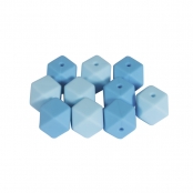 Perles en silicone Idéal attache tétine Hexagone 14mm Bleu clair 10 pièces