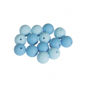 Perles en silicone Idéal attache tétine Bébé 15mm Bleu clair 14 pièces