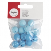 Perles en silicone Idéal attache tétine Bébé 15mm Bleu clair 14 pièces