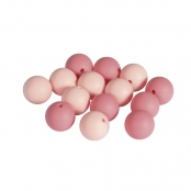 Perles en silicone Idéal attache tétine Bébé  15mm Rose 14 pièces