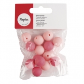 Perles en silicone Idéal attache tétine Bébé  15mm Rose 14 pièces