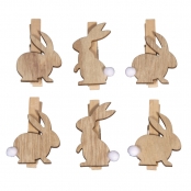 Mini Pinces à linge en bois Lapin 2,5x3,5cm 6 pièces