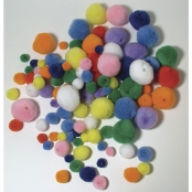 Perle Pompons Assortiment tailles et couleurs 100 pièces
