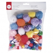 Perle Pompons Assortiment tailles et couleurs 100 pièces