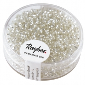 Rocailles, 2 mm ø, avec garniture argent, argent, boîte 17 g