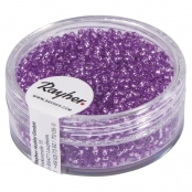 Rocailles, 2 mm ø, avec garniture argent, lilas, pas lavable, boîte 17 g