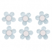 Sticker Fleurs en papier Bleu clair avec demi-perle et point adhésif 20 pièces