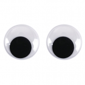 Yeux mobiles en plastique à coller, 25 mm ø, 20 pces, noir / blanc