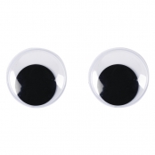 Yeux mobiles en plastique à coller, 30 mm ø, 20 pces, noir / blanc