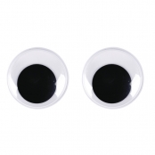 Yeux mobiles en plastique à coller, 35 mm ø, 8 pces, noir / blanc