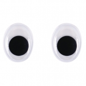 Yeux mobiles en plastique à coller, ø 12 mm, 10 pces, ovale, noir / blanc