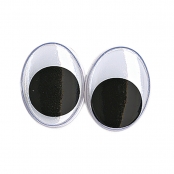 Yeux mobiles en plastique à coller, ø 15 mm, 10 pces, ovale, noir / blanc