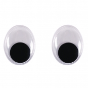 Yeux mobiles en plastique à coller, ø 18 mm, 10 pces, ovale, noir / blanc