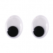 Yeux mobiles en plastique à coller, ø 20 mm, 10 pces, ovale, noir / blanc