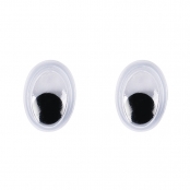 Yeux mobiles en plastique à coller Ovale Noir et blanc 8mm 10 pièces
