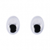 Yeux mobiles en plastique à coller, ø 8 mm, 10 pces, ovale, noir / blanc