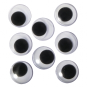 Yeux mobiles plastique autocoll., 20mm ø, 8 pces
